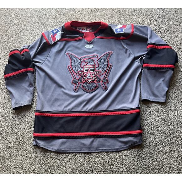 official Ak Allen Texas Americans Black, Gray And Red Hockey Jersey Size XL ECHL - Picture 1 of 7